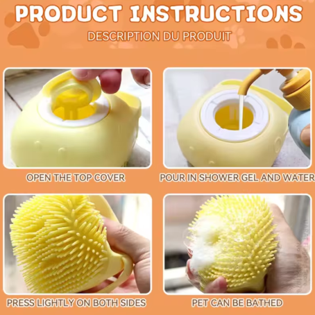Premium masažna kopalna krtača za pse in mačke – 2v1 čiščenje in nega